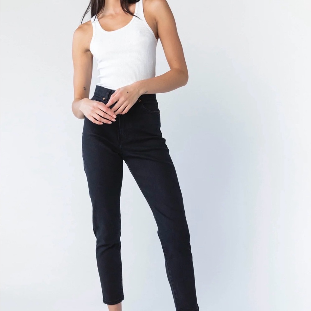 Dr. Denim Size 27/30 Nora Washed Black Stretch Tapered Leg Jeans